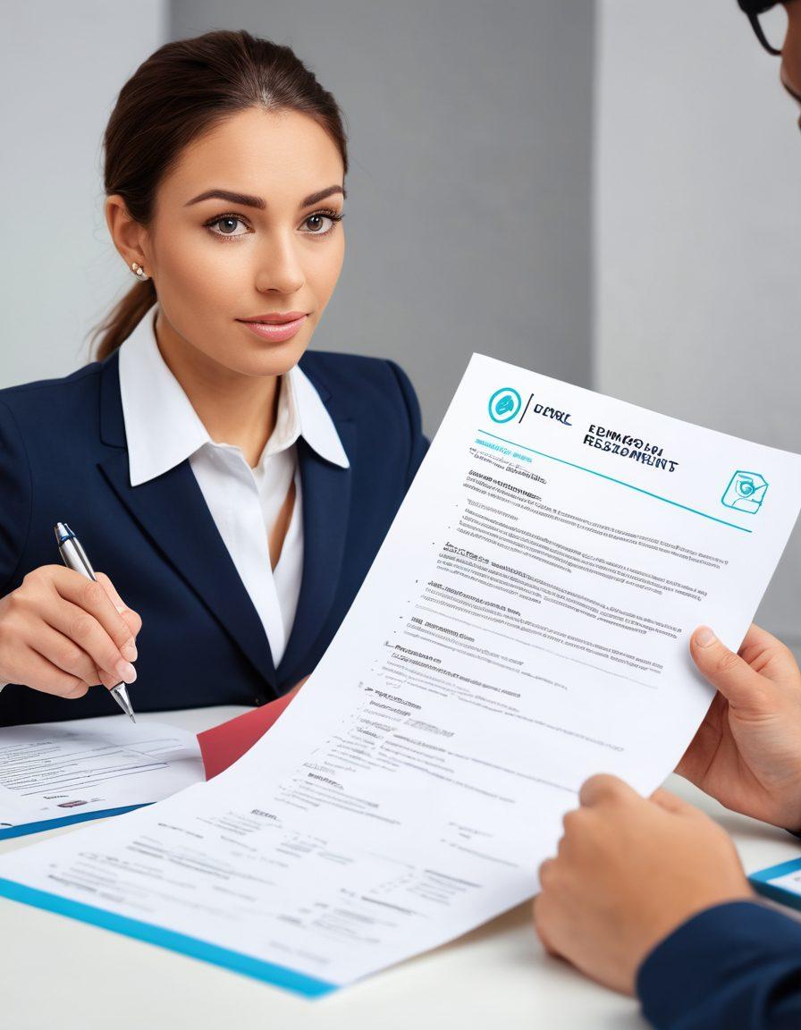 A split image showcasing a confident employer reviewing resumes on one side and a hopeful job seeker acing an interview on the other. In the background, subtle icons representing background checks, skill assessments, and security appear, symbolizing comprehensive screening processes. Bright, engaging colors to convey optimism and professionalism. super-realistic. vibrant colors.